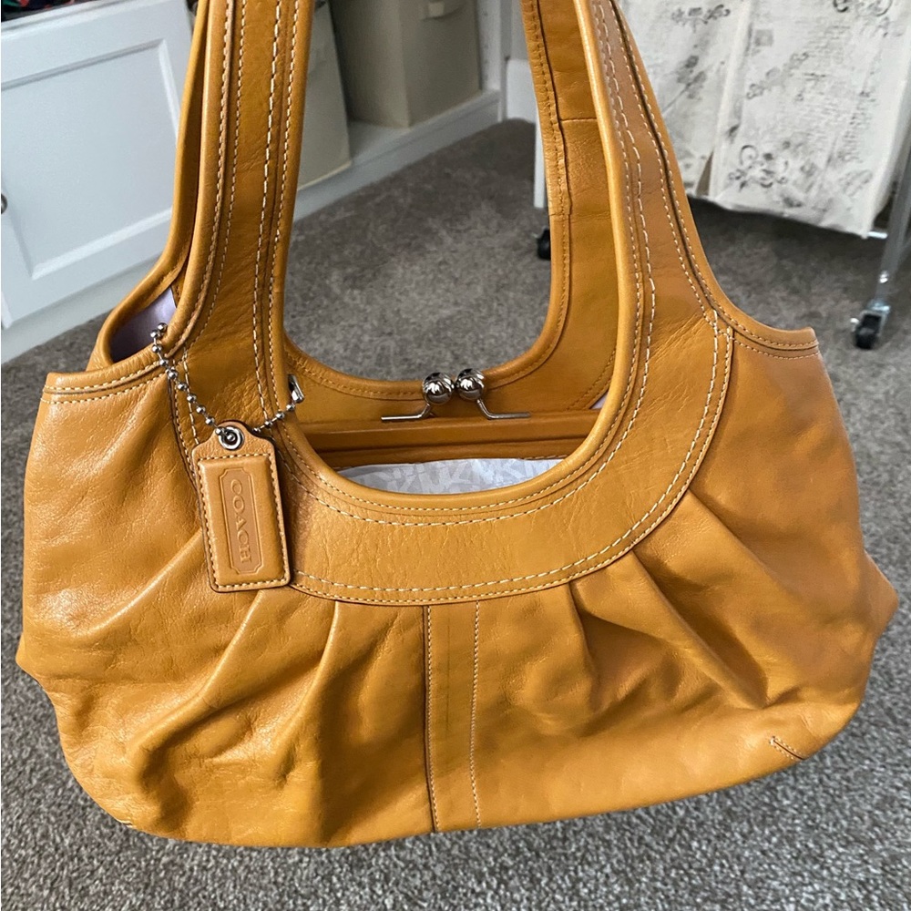 Coach handbag - mustard / sunflower yellow - never used! Vintage